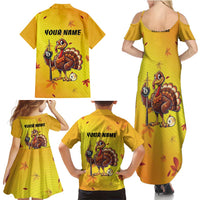 Personalized Funny Turkey Billiards Family Matching Summer Maxi Dress and Hawaiian Shirt with Pool Cue and Balls Thanksgiving Design - Wonder Print Shop