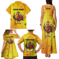 Personalized Funny Turkey Billiards Family Matching Tank Maxi Dress and Hawaiian Shirt with Pool Cue and Balls Thanksgiving Design - Wonder Print Shop