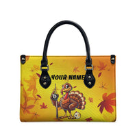 Personalized Funny Turkey Billiards Leather Bag with Pool Cue and Balls Thanksgiving Design - Wonder Print Shop