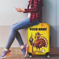 Personalized Funny Turkey Billiards Luggage Cover with Pool Cue and Balls Thanksgiving Design - Wonder Print Shop