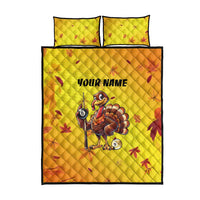 Personalized Funny Turkey Billiards Quilt Bed Set with Pool Cue and Balls Thanksgiving Design - Wonder Print Shop