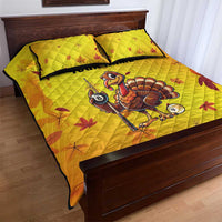 Personalized Funny Turkey Billiards Quilt Bed Set with Pool Cue and Balls Thanksgiving Design - Wonder Print Shop