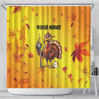 Personalized Funny Turkey Billiards Shower Curtain with Pool Cue and Balls Thanksgiving Design - Wonder Print Shop