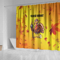 Personalized Funny Turkey Billiards Shower Curtain with Pool Cue and Balls Thanksgiving Design - Wonder Print Shop