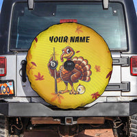 Personalized Funny Turkey Billiards Spare Tire Cover with Pool Cue and Balls Thanksgiving Design - Wonder Print Shop