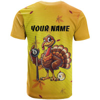 Personalized Funny Turkey Billiards T Shirt with Pool Cue and Balls Thanksgiving Design - Wonder Print Shop