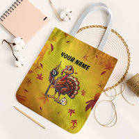 Personalized Funny Turkey Billiards Tote Bag with Pool Cue and Balls Thanksgiving Design - Wonder Print Shop