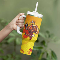 Personalized Funny Turkey Billiards Tumbler With Handle with Pool Cue and Balls Thanksgiving Design - Wonder Print Shop