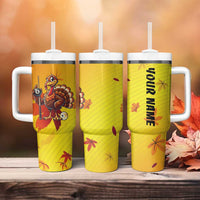 Personalized Funny Turkey Billiards Tumbler With Handle with Pool Cue and Balls Thanksgiving Design - Wonder Print Shop