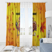 Personalized Funny Turkey Billiards Window Curtain with Pool Cue and Balls Thanksgiving Design - Wonder Print Shop