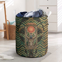 Khepri Laundry Basket Ancient Egyptian Chevron, Scarab Ankh and Winged Khepri Guardian Motif - Wonder Print Shop