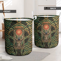 Khepri Laundry Basket Ancient Egyptian Chevron, Scarab Ankh and Winged Khepri Guardian Motif - Wonder Print Shop