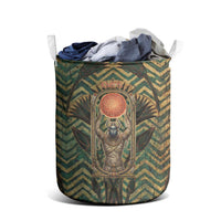 Khepri Laundry Basket Ancient Egyptian Chevron, Scarab Ankh and Winged Khepri Guardian Motif - Wonder Print Shop