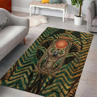 Khepri Area Rug Ancient Egyptian Chevron, Scarab Ankh and Winged Khepri Guardian Motif - Wonder Print Shop