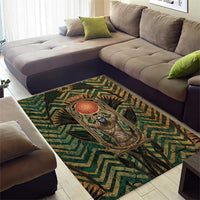 Khepri Area Rug Ancient Egyptian Chevron, Scarab Ankh and Winged Khepri Guardian Motif - Wonder Print Shop