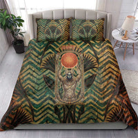 Khepri Bedding Set Ancient Egyptian Chevron, Scarab Ankh and Winged Khepri Guardian Motif - Wonder Print Shop