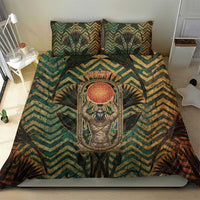 Khepri Bedding Set Ancient Egyptian Chevron, Scarab Ankh and Winged Khepri Guardian Motif - Wonder Print Shop