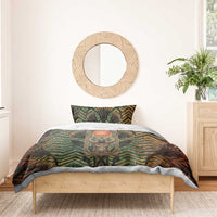 Khepri Bedding Set Ancient Egyptian Chevron, Scarab Ankh and Winged Khepri Guardian Motif - Wonder Print Shop