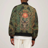 Khepri Bomber Jacket Ancient Egyptian Chevron, Scarab Ankh and Winged Khepri Guardian Motif - Wonder Print Shop