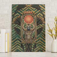 Khepri Canvas Wall Art Ancient Egyptian Chevron, Scarab Ankh and Winged Khepri Guardian Motif - Wonder Print Shop