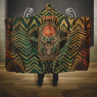 Khepri Hooded Blanket Ancient Egyptian Chevron, Scarab Ankh and Winged Khepri Guardian Motif - Wonder Print Shop