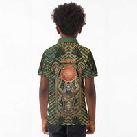 Khepri Kid Polo Shirt Ancient Egyptian Chevron, Scarab Ankh and Winged Khepri Guardian Motif - Wonder Print Shop