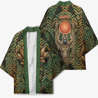 Khepri Kimono Ancient Egyptian Chevron, Scarab Ankh and Winged Khepri Guardian Motif - Wonder Print Shop