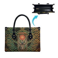 Khepri Leather Bag Ancient Egyptian Chevron, Scarab Ankh and Winged Khepri Guardian Motif - Wonder Print Shop
