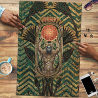 Khepri Puzzle Ancient Egyptian Chevron, Scarab Ankh and Winged Khepri Guardian Motif - Wonder Print Shop