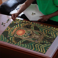 Khepri Puzzle Ancient Egyptian Chevron, Scarab Ankh and Winged Khepri Guardian Motif - Wonder Print Shop