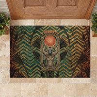 Khepri Rubber Doormat Ancient Egyptian Chevron, Scarab Ankh and Winged Khepri Guardian Motif - Wonder Print Shop