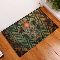 Khepri Rubber Doormat Ancient Egyptian Chevron, Scarab Ankh and Winged Khepri Guardian Motif - Wonder Print Shop