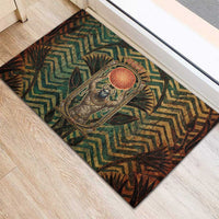 Khepri Rubber Doormat Ancient Egyptian Chevron, Scarab Ankh and Winged Khepri Guardian Motif - Wonder Print Shop
