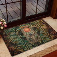 Khepri Rubber Doormat Ancient Egyptian Chevron, Scarab Ankh and Winged Khepri Guardian Motif - Wonder Print Shop