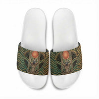 Khepri Slide Sandals Ancient Egyptian Chevron, Scarab Ankh and Winged Khepri Guardian Motif - Wonder Print Shop