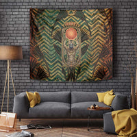 Khepri Tapestry Ancient Egyptian Chevron, Scarab Ankh and Winged Khepri Guardian Motif - Wonder Print Shop