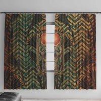 Khepri Window Curtain Ancient Egyptian Chevron, Scarab Ankh and Winged Khepri Guardian Motif - Wonder Print Shop