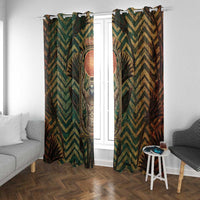 Khepri Window Curtain Ancient Egyptian Chevron, Scarab Ankh and Winged Khepri Guardian Motif - Wonder Print Shop