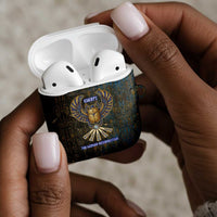 Khepri Ancient Egyptian AirPods Case Dark Hieroglyphic, Blue Lotus Eye Symbol, and Winged Scarab Resurrection - Wonder Print Shop