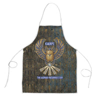Khepri Ancient Egyptian Apron Dark Hieroglyphic, Blue Lotus Eye Symbol, and Winged Scarab Resurrection - Wonder Print Shop