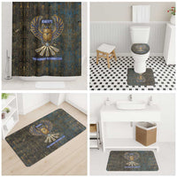 Khepri Ancient Egyptian Bathroom Set Dark Hieroglyphic, Blue Lotus Eye Symbol, and Winged Scarab Resurrection - Wonder Print Shop