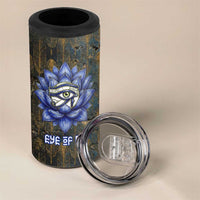 Khepri Ancient Egyptian 4 in 1 Can Cooler Tumbler Dark Hieroglyphic, Blue Lotus Eye Symbol, and Winged Scarab Resurrection - Wonder Print Shop