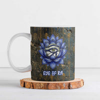 Khepri Ancient Egyptian Ceramic Mug Dark Hieroglyphic, Blue Lotus Eye Symbol, and Winged Scarab Resurrection - Wonder Print Shop