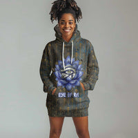 Khepri Ancient Egyptian Hoodie Dress Dark Hieroglyphic, Blue Lotus Eye Symbol, and Winged Scarab Resurrection - Wonder Print Shop