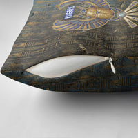 Khepri Ancient Egyptian Pillow Cover Dark Hieroglyphic, Blue Lotus Eye Symbol, and Winged Scarab Resurrection - Wonder Print Shop