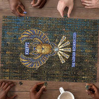 Khepri Ancient Egyptian Puzzle Dark Hieroglyphic, Blue Lotus Eye Symbol, and Winged Scarab Resurrection - Wonder Print Shop