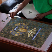 Khepri Ancient Egyptian Puzzle Dark Hieroglyphic, Blue Lotus Eye Symbol, and Winged Scarab Resurrection - Wonder Print Shop