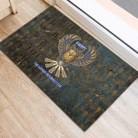 Khepri Ancient Egyptian Rubber Doormat Dark Hieroglyphic, Blue Lotus Eye Symbol, and Winged Scarab Resurrection - Wonder Print Shop