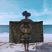 Khepri Ancient Egyptian Sarong Dark Hieroglyphic, Blue Lotus Eye Symbol, and Winged Scarab Resurrection - Wonder Print Shop