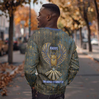 Khepri Ancient Egyptian Sweatshirt Dark Hieroglyphic, Blue Lotus Eye Symbol, and Winged Scarab Resurrection - Wonder Print Shop